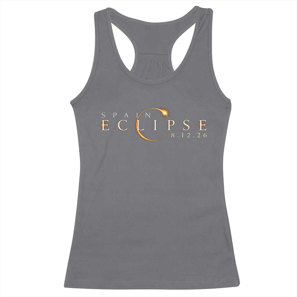 Spain Solar Eclipse 2026 Racerback Tank Top August 12 2026 Total Eclipse TS11 Charcoal Print Your Wear