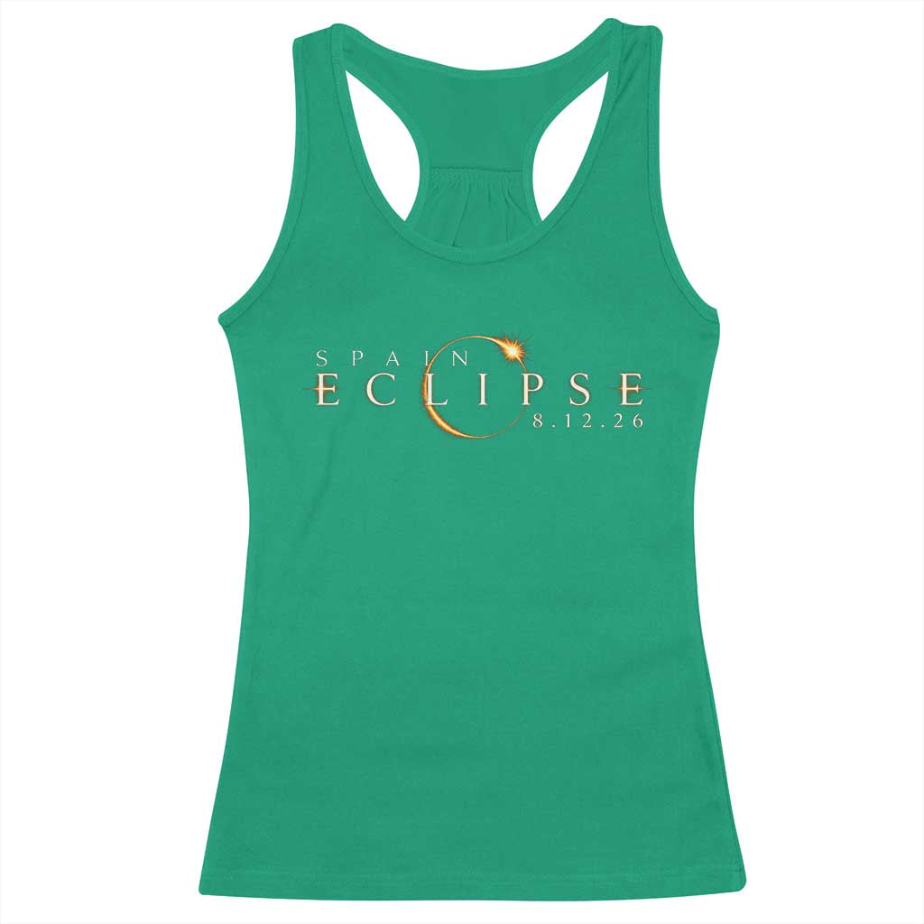 Spain Solar Eclipse 2026 Racerback Tank Top August 12 2026 Total Eclipse TS11 Irish Green Print Your Wear