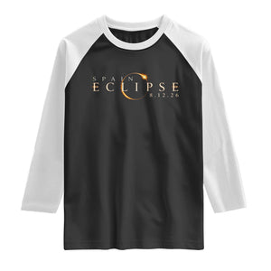 Spain Solar Eclipse 2026 Raglan Shirt August 12 2026 Total Eclipse TS11 Black White Print Your Wear