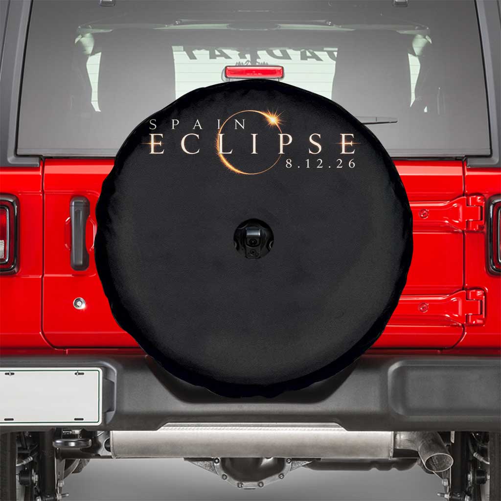 Spain Solar Eclipse 2026 Spare Tire Cover August 12 2026 Total Eclipse TS11 Black Print Your Wear