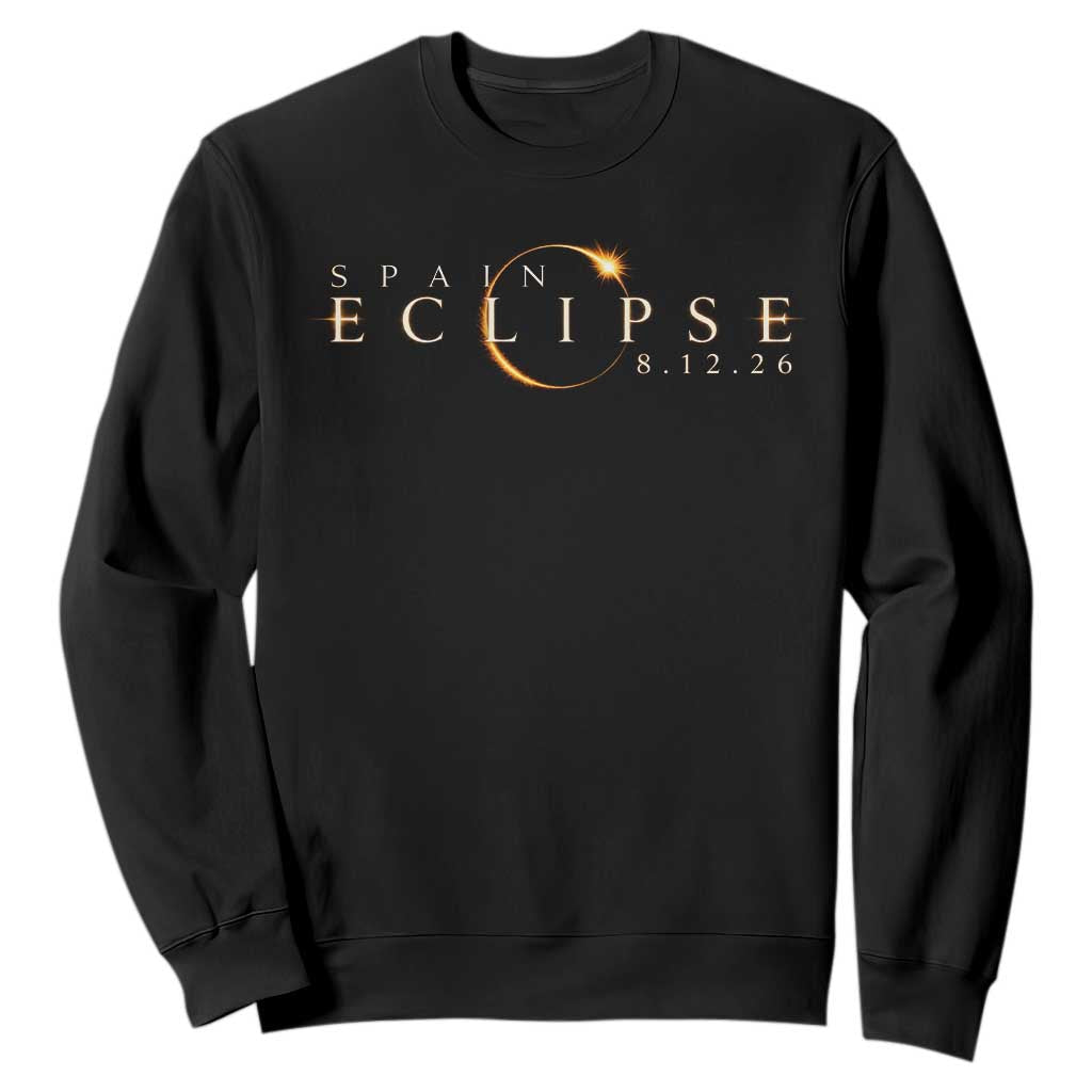 Spain Solar Eclipse 2026 Sweatshirt August 12 2026 Total Eclipse TS11 Black Print Your Wear