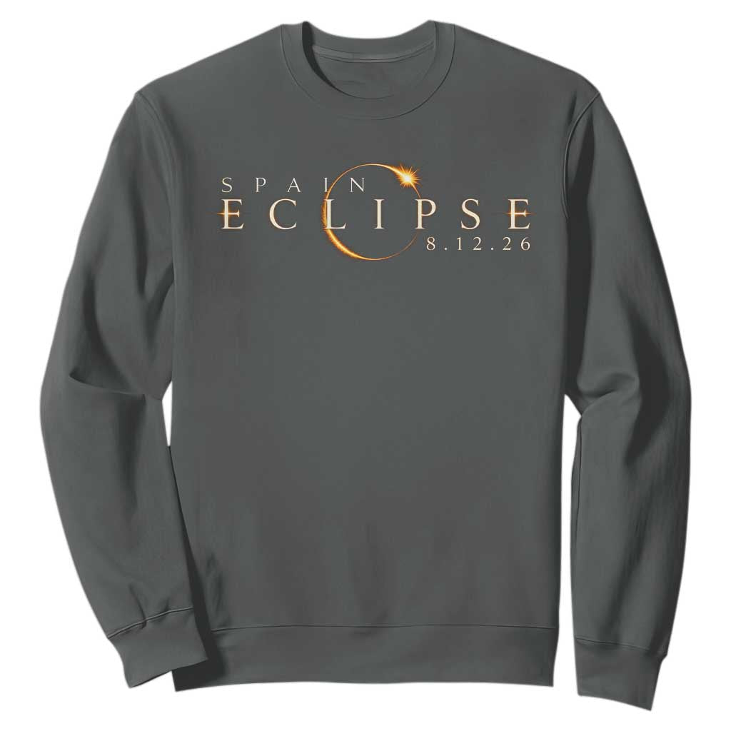 Spain Solar Eclipse 2026 Sweatshirt August 12 2026 Total Eclipse TS11 Dark Heather Print Your Wear