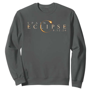 Spain Solar Eclipse 2026 Sweatshirt August 12 2026 Total Eclipse TS11 Dark Heather Print Your Wear