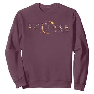 Spain Solar Eclipse 2026 Sweatshirt August 12 2026 Total Eclipse TS11 Maroon Print Your Wear