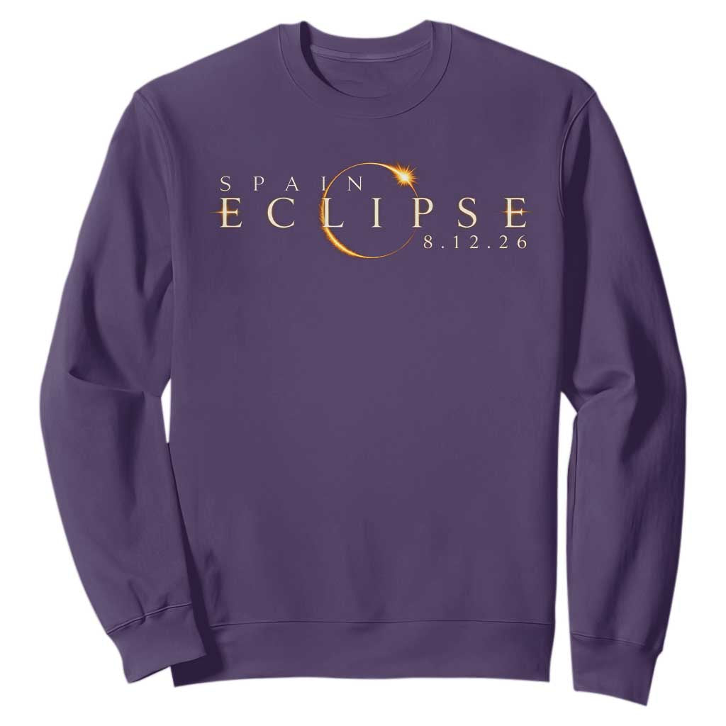 Spain Solar Eclipse 2026 Sweatshirt August 12 2026 Total Eclipse TS11 Purple Print Your Wear