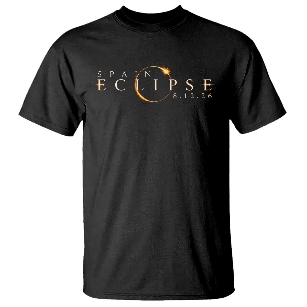 Spain Solar Eclipse 2026 T Shirt August 12 2026 Total Eclipse TS11 Black Print Your Wear