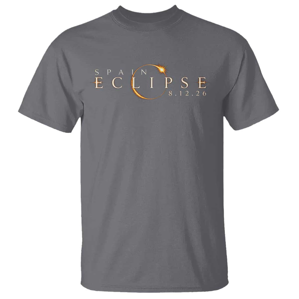 Spain Solar Eclipse 2026 T Shirt August 12 2026 Total Eclipse TS11 Charcoal Print Your Wear