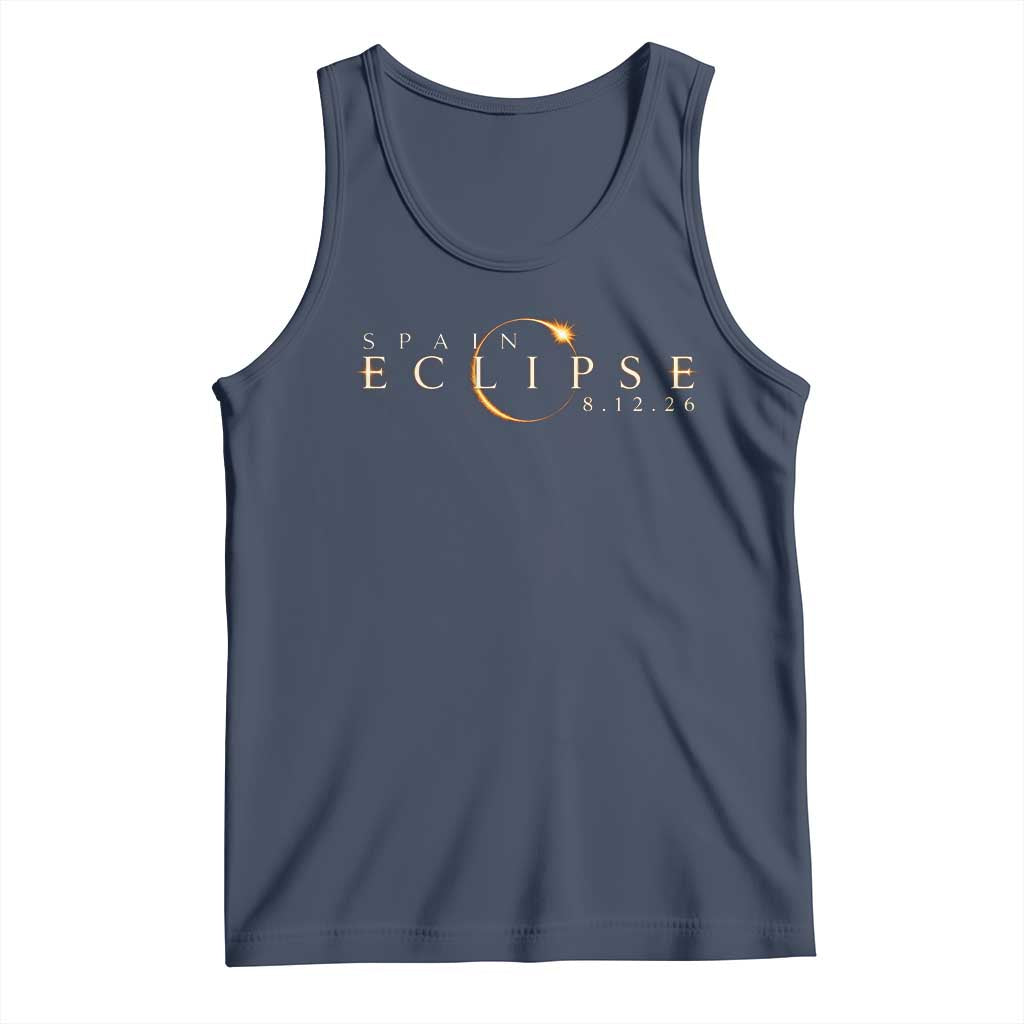 Spain Solar Eclipse 2026 Tank Top August 12 2026 Total Eclipse TS11 Navy Print Your Wear