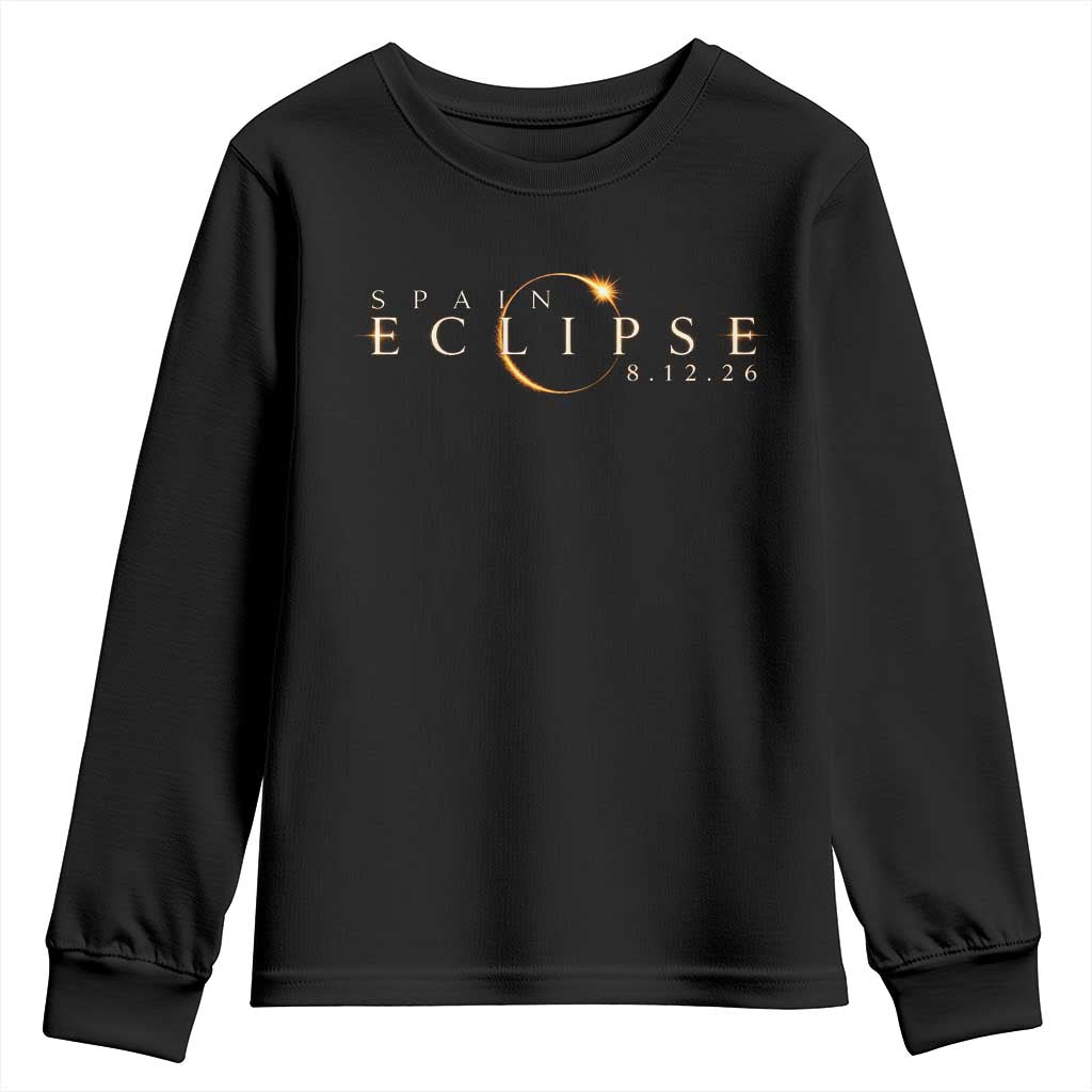 Spain Solar Eclipse 2026 Youth Sweatshirt August 12 2026 Total Eclipse TS11 Black Print Your Wear