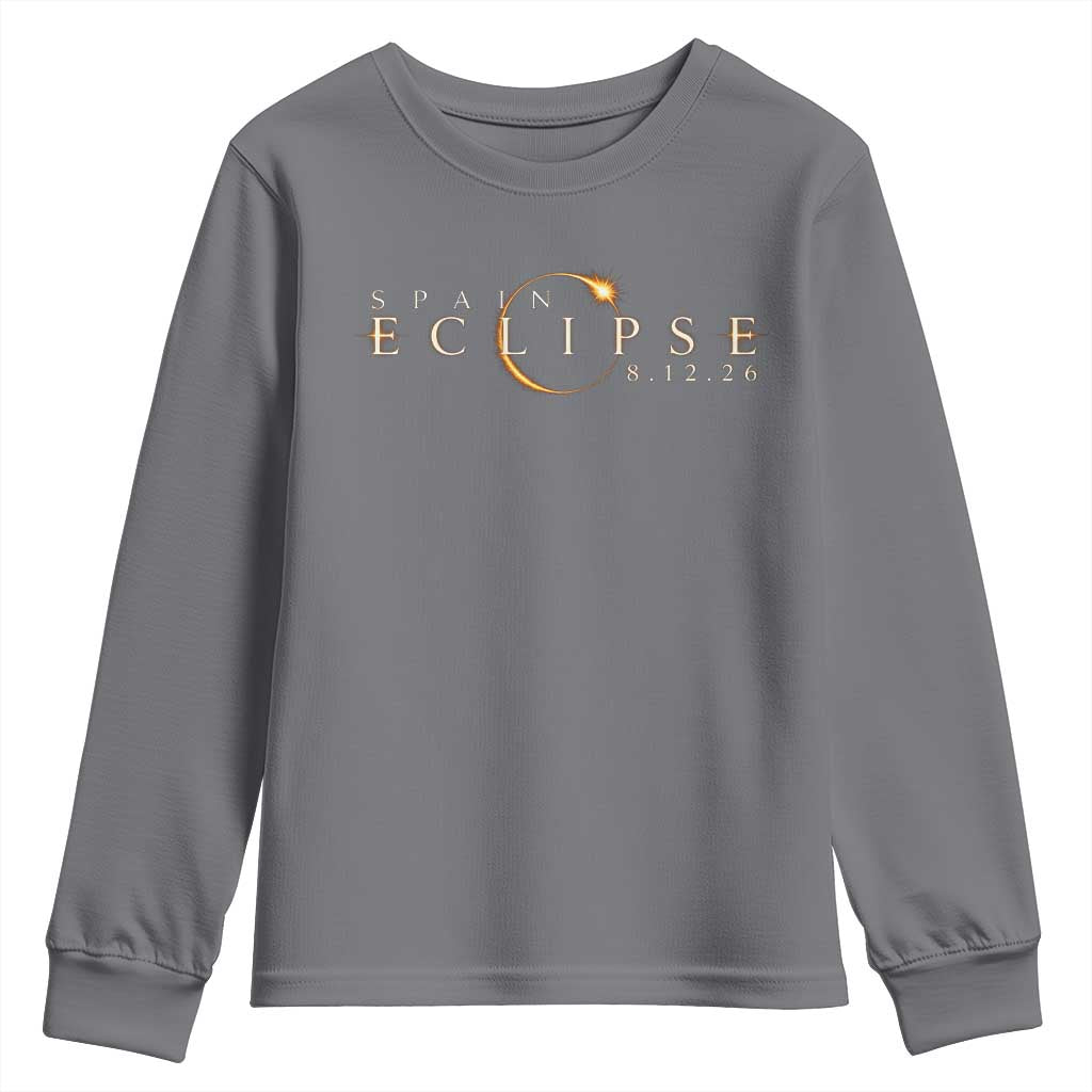Spain Solar Eclipse 2026 Youth Sweatshirt August 12 2026 Total Eclipse TS11 Charcoal Print Your Wear