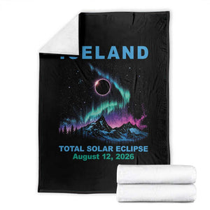 Iceland Total Solar Eclipse 2026 Throw Blanket August 12 Eclipse Totality Chaser Aurora Northern Lights TS11 Black Print Your Wear