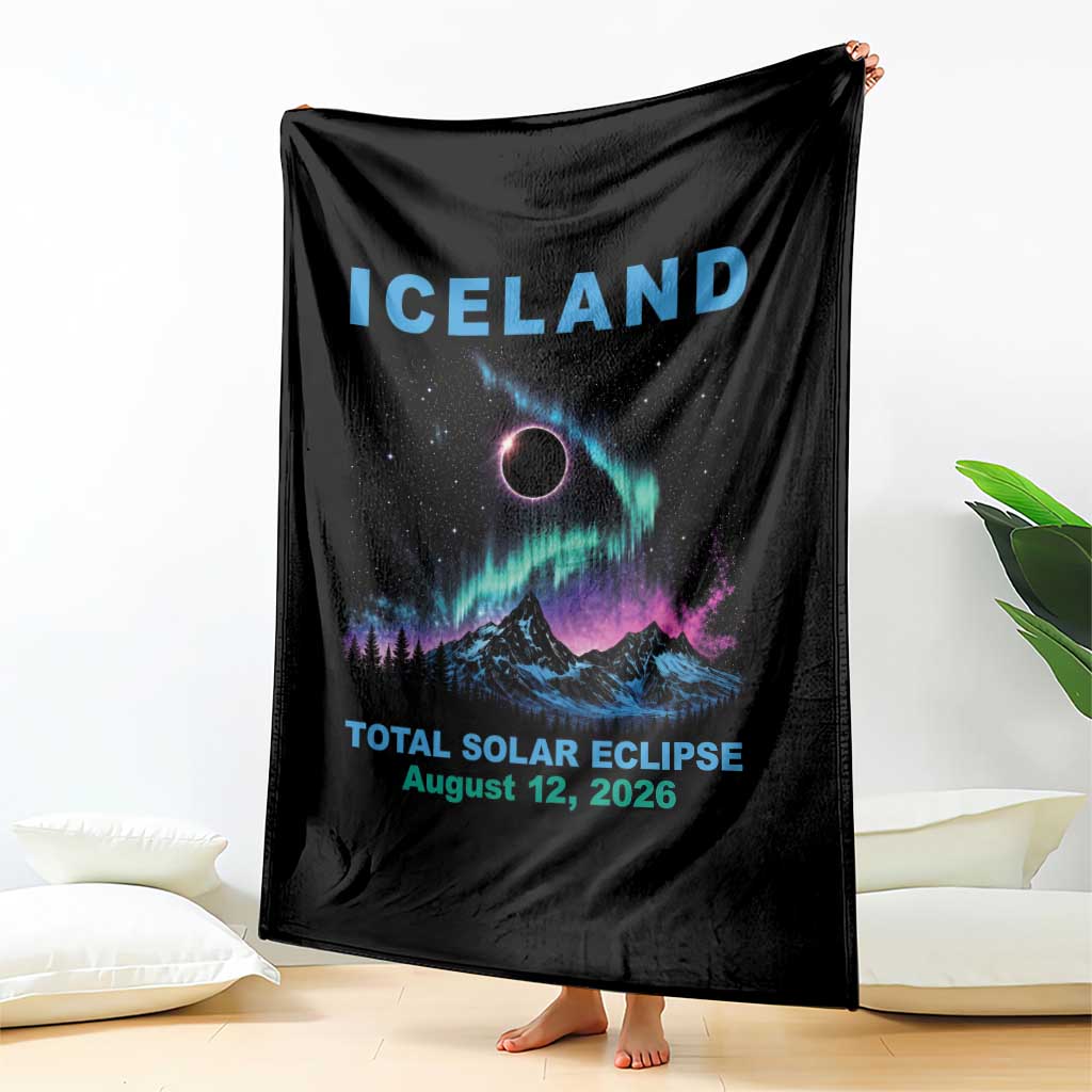 Iceland Total Solar Eclipse 2026 Throw Blanket August 12 Eclipse Totality Chaser Aurora Northern Lights TS11 Print Your Wear