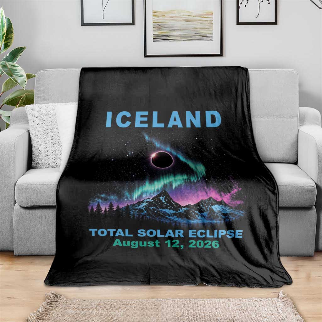 Iceland Total Solar Eclipse 2026 Throw Blanket August 12 Eclipse Totality Chaser Aurora Northern Lights TS11 Print Your Wear