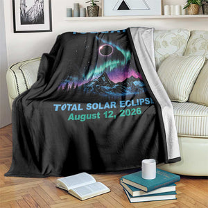 Iceland Total Solar Eclipse 2026 Throw Blanket August 12 Eclipse Totality Chaser Aurora Northern Lights TS11 Print Your Wear