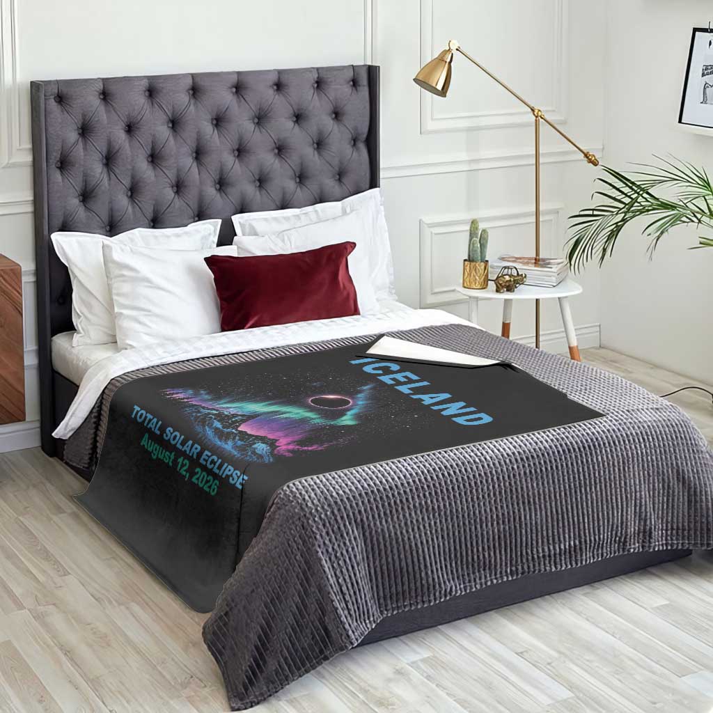 Iceland Total Solar Eclipse 2026 Throw Blanket August 12 Eclipse Totality Chaser Aurora Northern Lights TS11 Print Your Wear