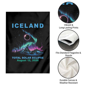 Iceland Total Solar Eclipse 2026 Garden Flag August 12 Eclipse Totality Chaser Aurora Northern Lights TS11 Print Your Wear