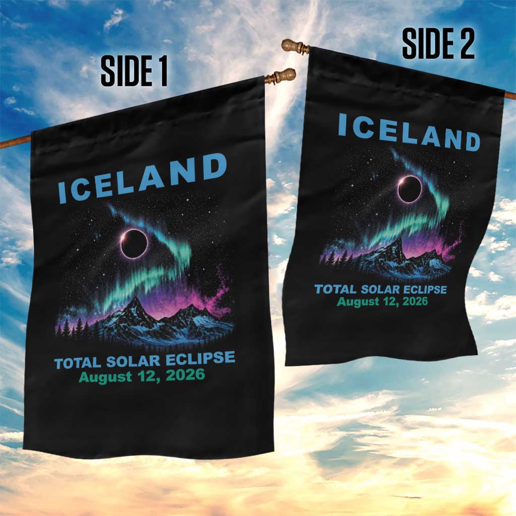 Iceland Total Solar Eclipse 2026 Garden Flag August 12 Eclipse Totality Chaser Aurora Northern Lights TS11 Print Your Wear
