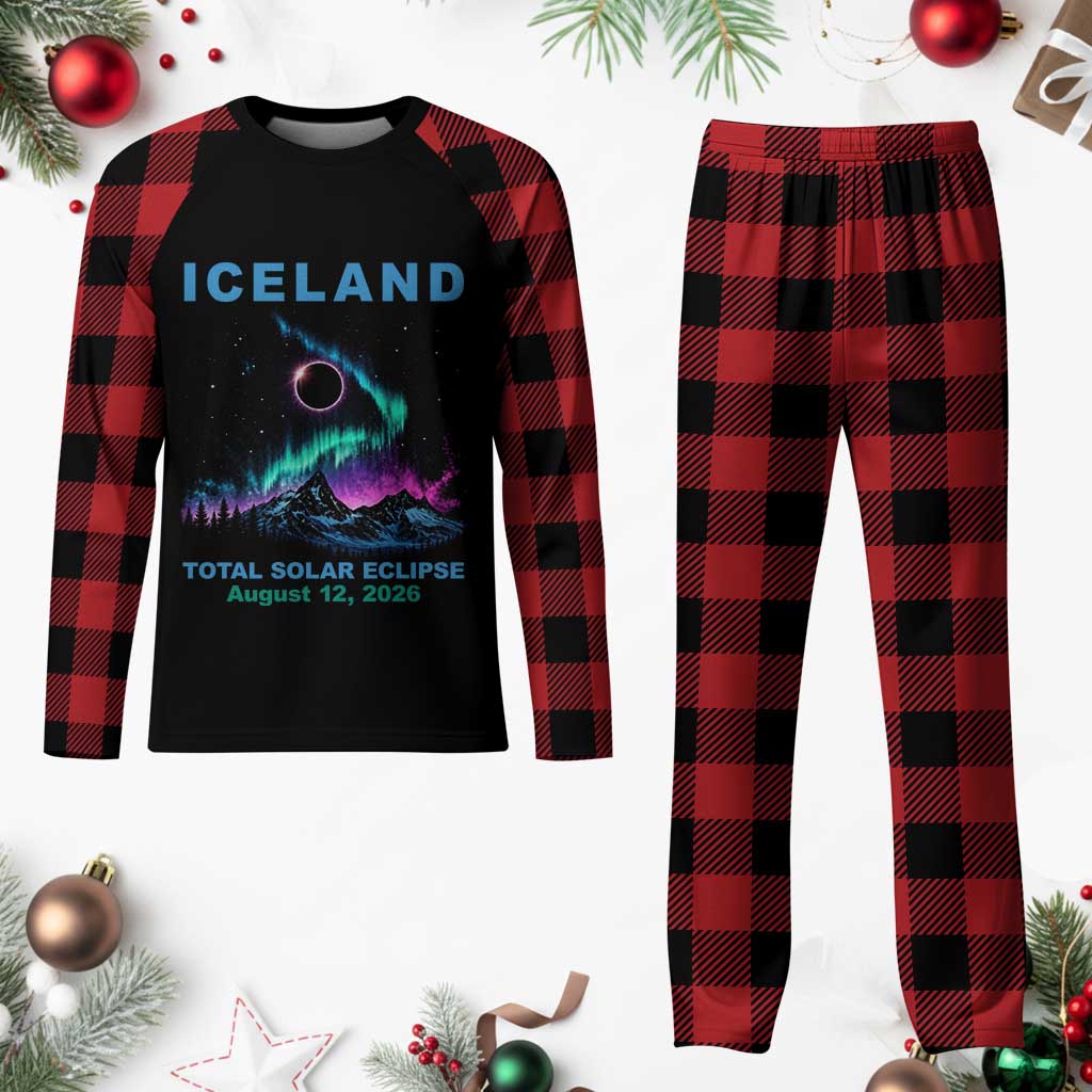 Iceland Total Solar Eclipse 2026 Plaid Pajama Set August 12 Eclipse Totality Chaser Aurora Northern Lights TS11 Buffalo Plaid Print Your Wear