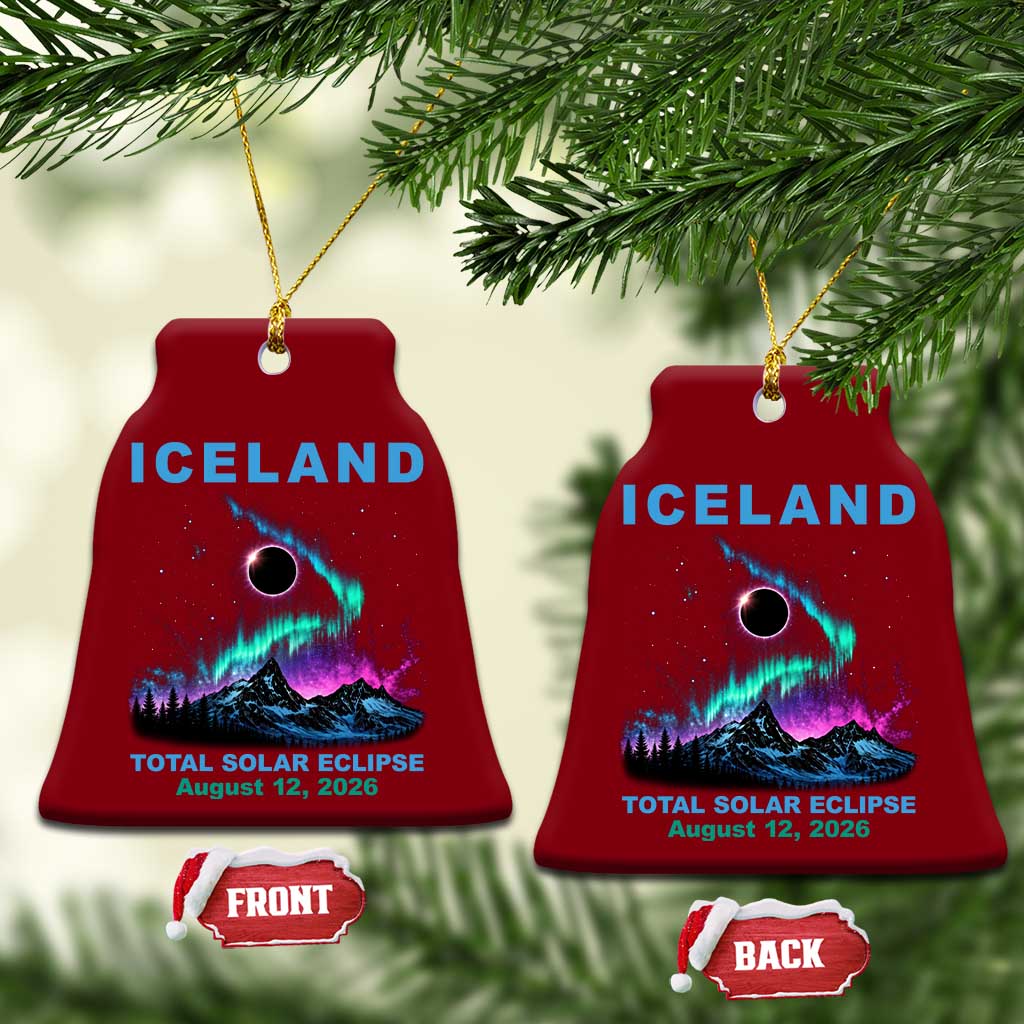 Iceland Total Solar Eclipse 2026 Ceramic Ornament August 12 Eclipse Totality Chaser Aurora Northern Lights TS11 Print Your Wear