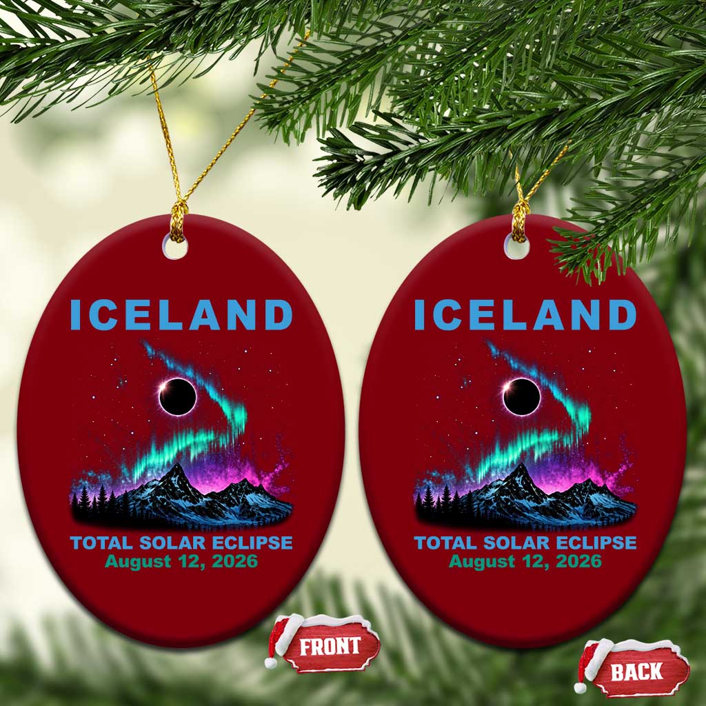 Iceland Total Solar Eclipse 2026 Ceramic Ornament August 12 Eclipse Totality Chaser Aurora Northern Lights TS11 Print Your Wear