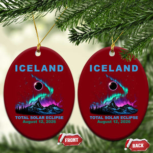 Iceland Total Solar Eclipse 2026 Ceramic Ornament August 12 Eclipse Totality Chaser Aurora Northern Lights TS11 Print Your Wear