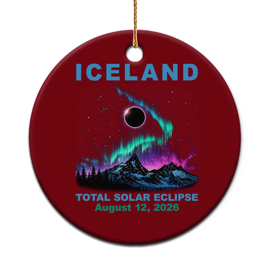 Iceland Total Solar Eclipse 2026 Ceramic Ornament August 12 Eclipse Totality Chaser Aurora Northern Lights TS11 1pc Red Print Your Wear