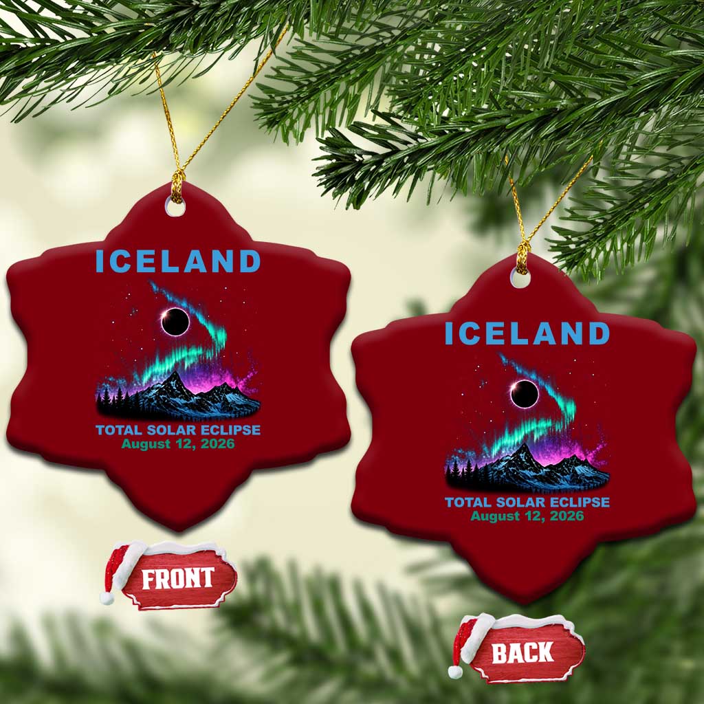 Iceland Total Solar Eclipse 2026 Ceramic Ornament August 12 Eclipse Totality Chaser Aurora Northern Lights TS11 Print Your Wear