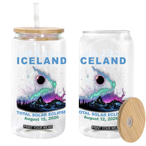 Iceland Total Solar Eclipse 2026 Glass Can August 12 Eclipse Totality Chaser Aurora Northern Lights TS11 Print Your Wear