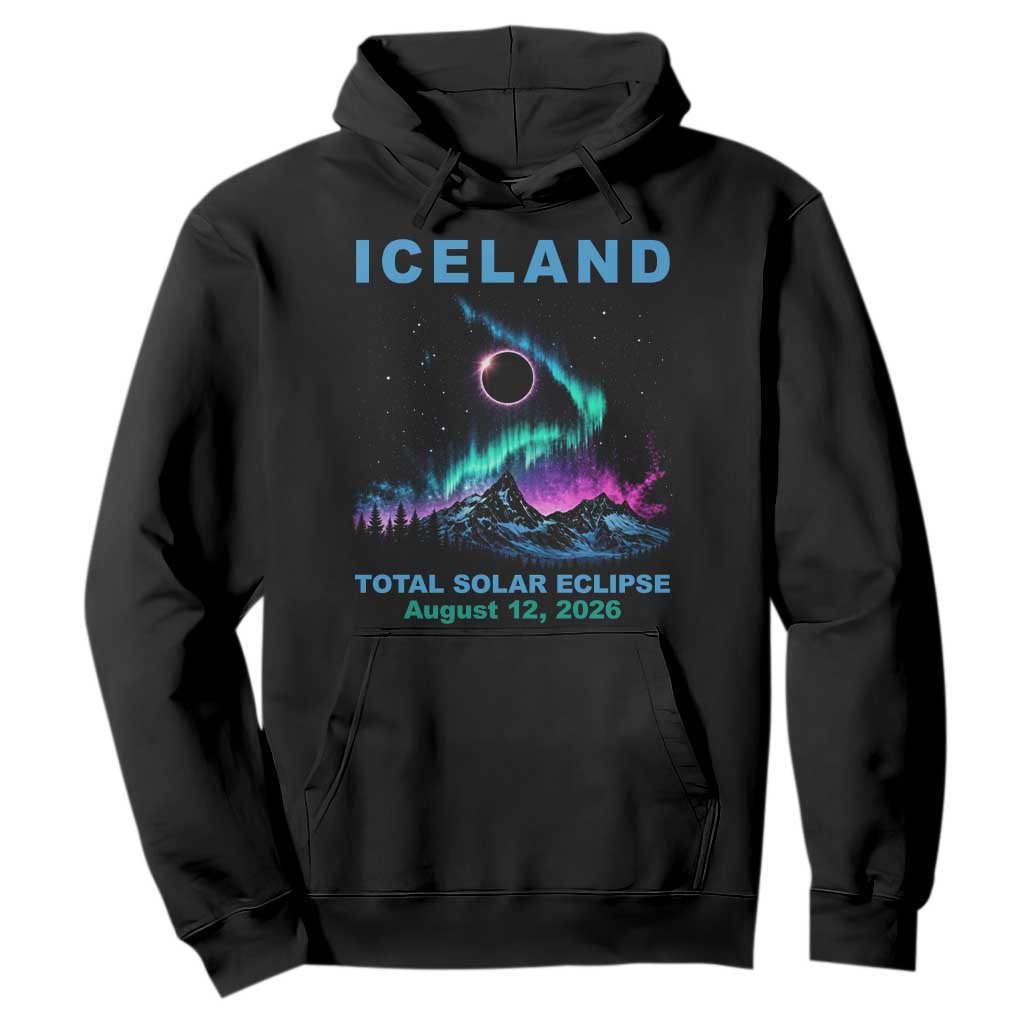 Iceland Total Solar Eclipse 2026 Hoodie August 12 Eclipse Totality Chaser Aurora Northern Lights TS11 Black Print Your Wear