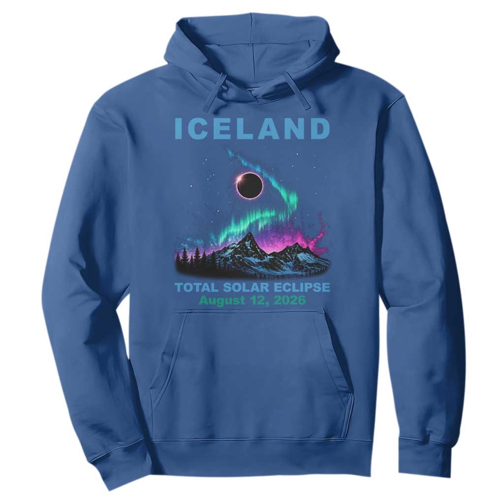 Iceland Total Solar Eclipse 2026 Hoodie August 12 Eclipse Totality Chaser Aurora Northern Lights TS11 Royal Blue Print Your Wear