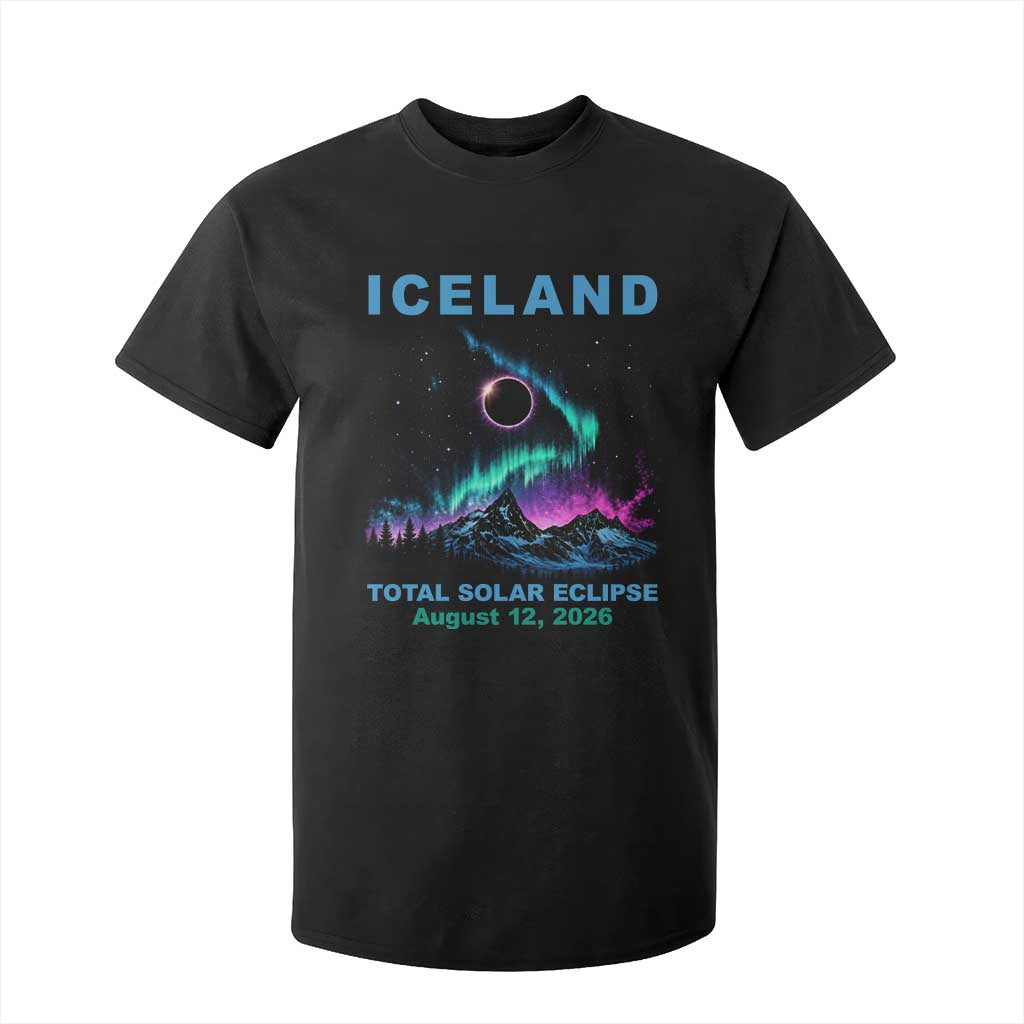 Iceland Total Solar Eclipse 2026 T Shirt For Kid August 12 Eclipse Totality Chaser Aurora Northern Lights TS11 Black Print Your Wear
