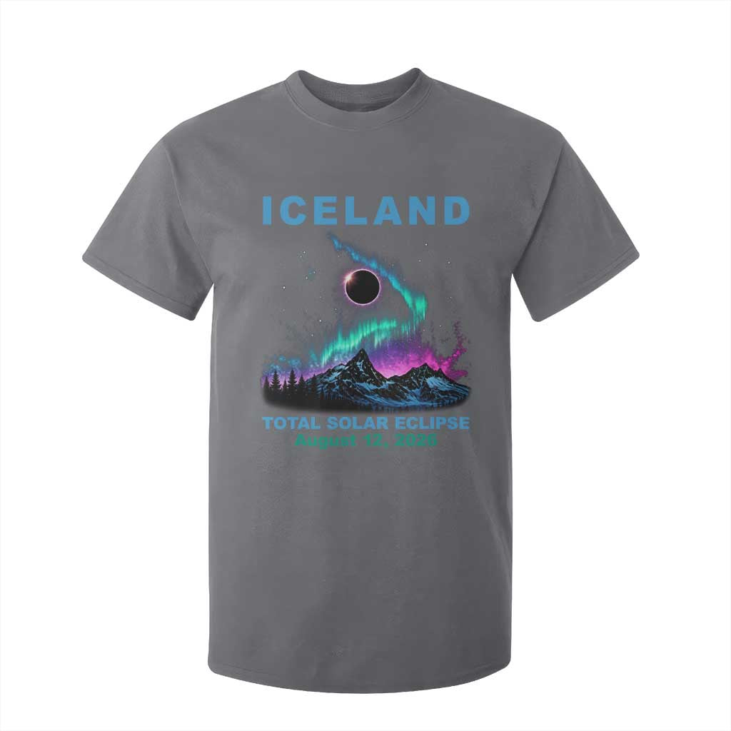 Iceland Total Solar Eclipse 2026 T Shirt For Kid August 12 Eclipse Totality Chaser Aurora Northern Lights TS11 Charcoal Print Your Wear