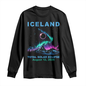 Iceland Total Solar Eclipse 2026 Long Sleeve Shirt August 12 Eclipse Totality Chaser Aurora Northern Lights TS11 Black Print Your Wear