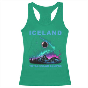 Iceland Total Solar Eclipse 2026 Racerback Tank Top August 12 Eclipse Totality Chaser Aurora Northern Lights TS11 Irish Green Print Your Wear