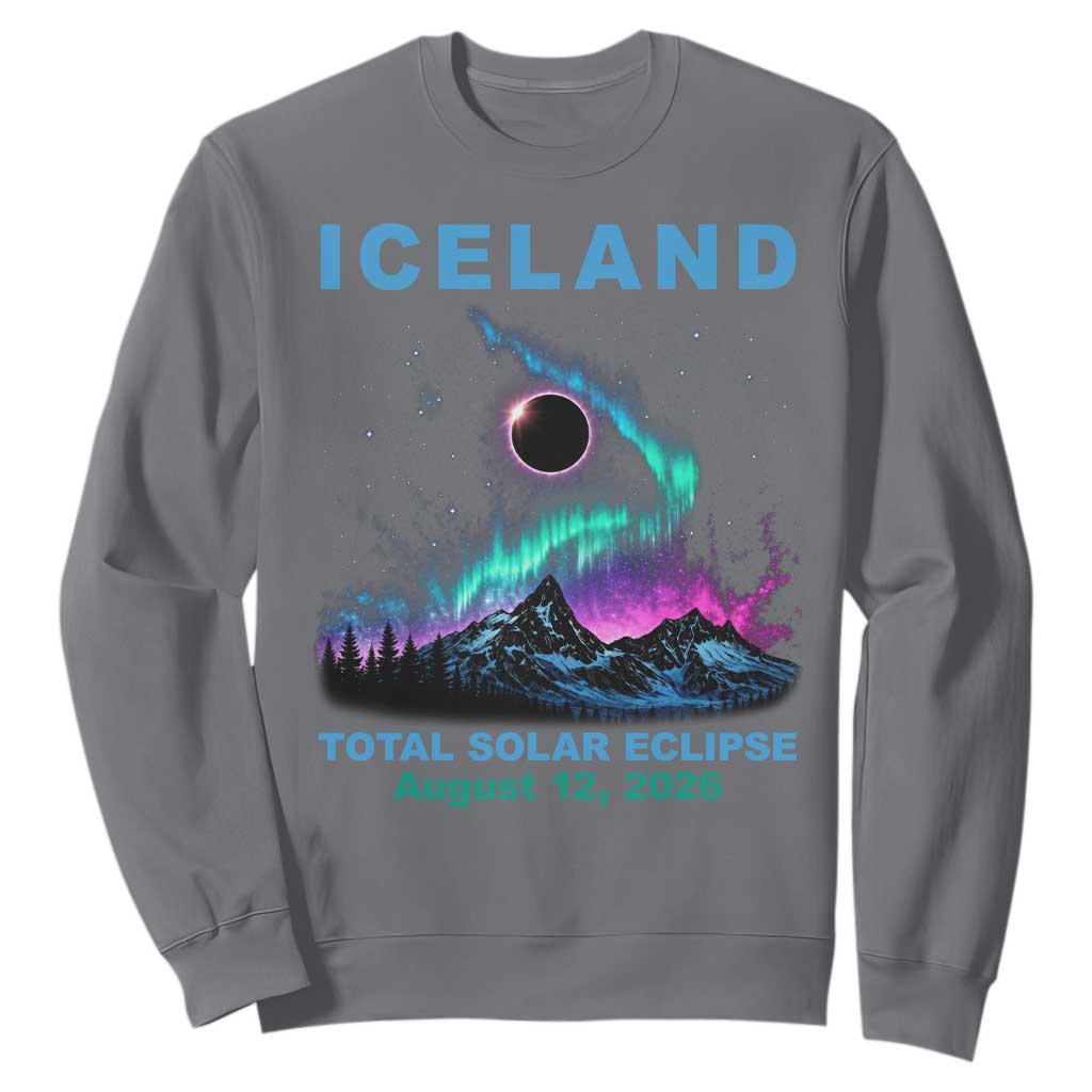 Iceland Total Solar Eclipse 2026 Sweatshirt August 12 Eclipse Totality Chaser Aurora Northern Lights TS11 Charcoal Print Your Wear