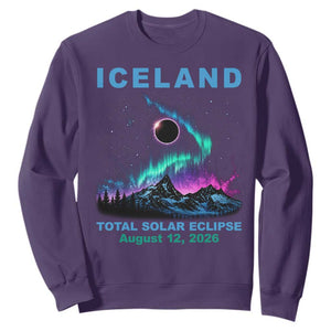 Iceland Total Solar Eclipse 2026 Sweatshirt August 12 Eclipse Totality Chaser Aurora Northern Lights TS11 Purple Print Your Wear