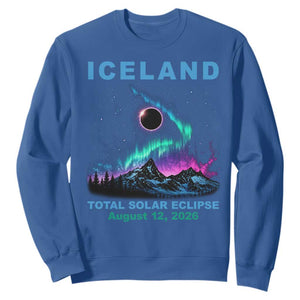 Iceland Total Solar Eclipse 2026 Sweatshirt August 12 Eclipse Totality Chaser Aurora Northern Lights TS11 Royal Blue Print Your Wear