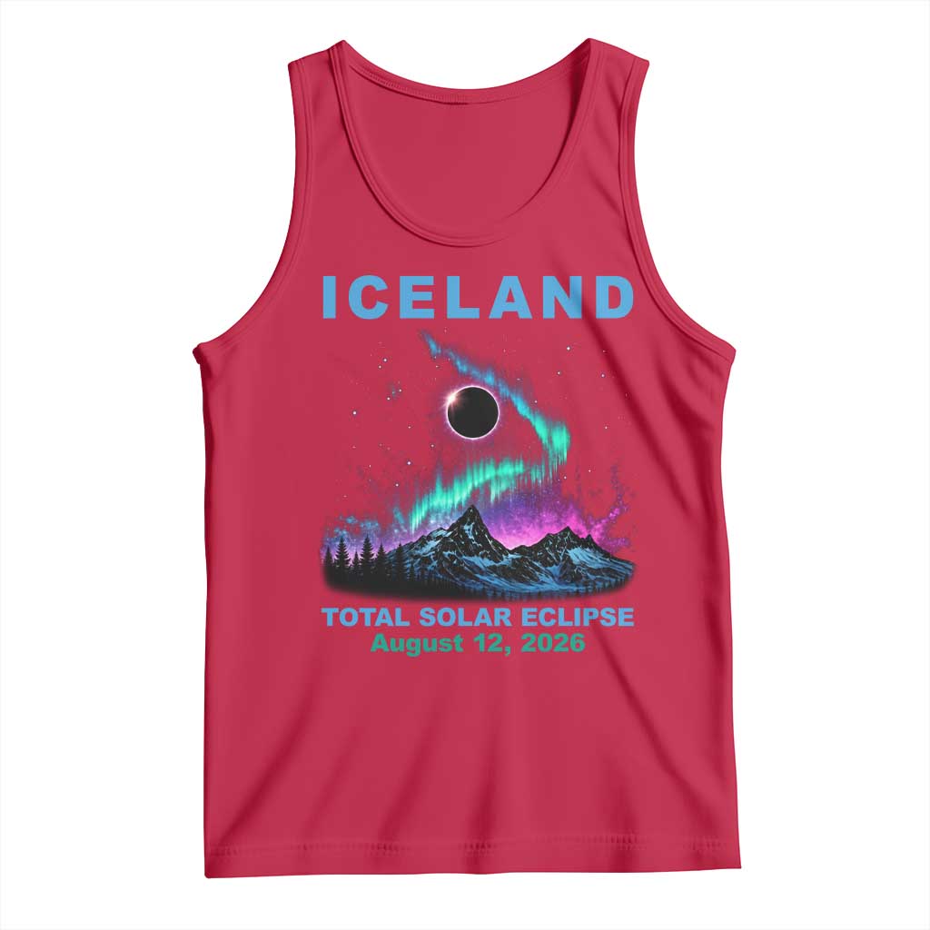 Iceland Total Solar Eclipse 2026 Tank Top August 12 Eclipse Totality Chaser Aurora Northern Lights TS11 Red Print Your Wear