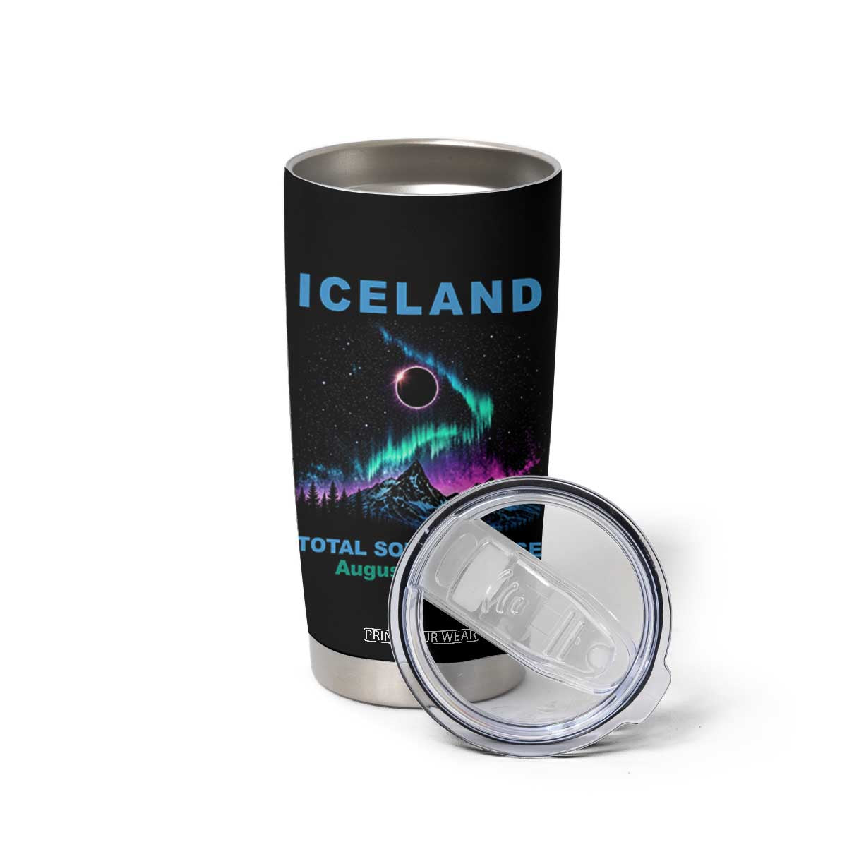 Iceland Total Solar Eclipse 2026 Tumbler Cup August 12 Eclipse Totality Chaser Aurora Northern Lights TS11 Print Your Wear
