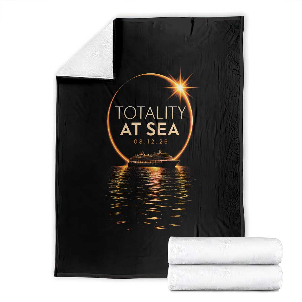Total Solar Eclipse At Sea 2026 Throw Blanket Totality Eclipse Cruise TS11 Black Print Your Wear