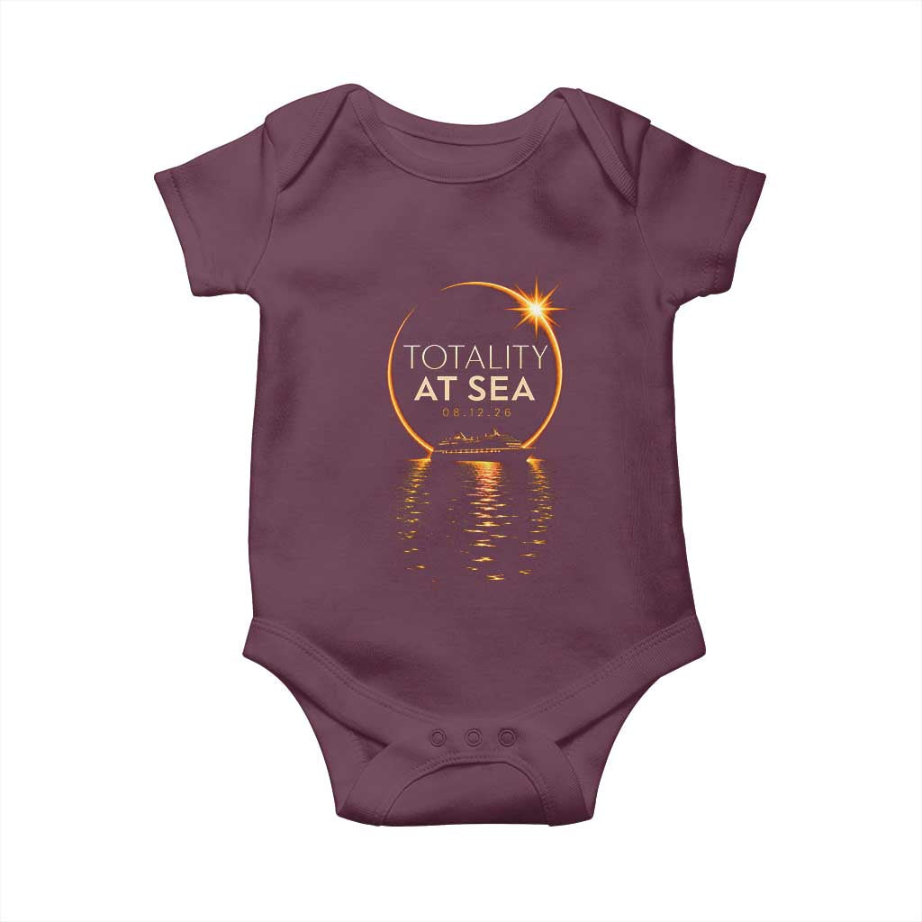 Total Solar Eclipse At Sea 2026 Baby Onesie Totality Eclipse Cruise TS11 Maroon Print Your Wear