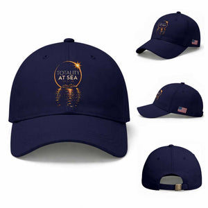 Total Solar Eclipse At Sea 2026 Baseball Cap Totality Eclipse Cruise TS11 Baseball Cap Universal Fit Dark Blue Print Your Wear
