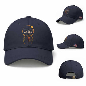 Total Solar Eclipse At Sea 2026 Baseball Cap Totality Eclipse Cruise TS11 Baseball Cap Universal Fit Navy Print Your Wear