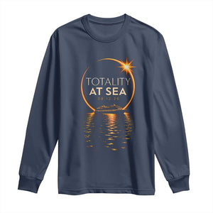 Total Solar Eclipse At Sea 2026 Long Sleeve Shirt Totality Eclipse Cruise TS11 Navy Print Your Wear