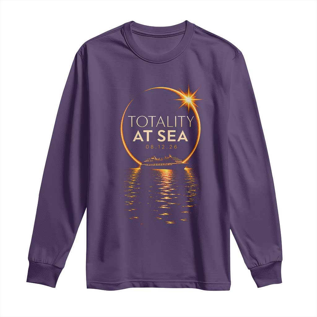 Total Solar Eclipse At Sea 2026 Long Sleeve Shirt Totality Eclipse Cruise TS11 Purple Print Your Wear