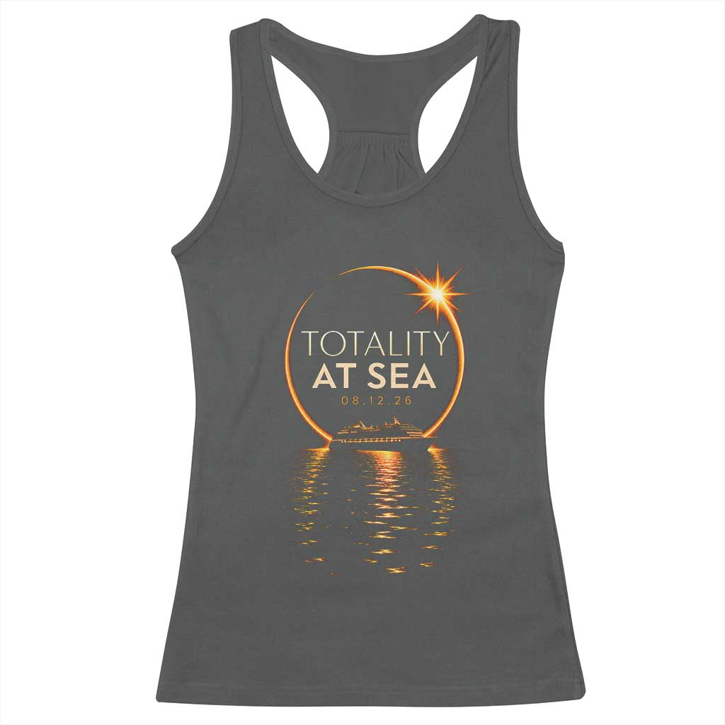 Total Solar Eclipse At Sea 2026 Racerback Tank Top Totality Eclipse Cruise TS11 Dark Heather Print Your Wear