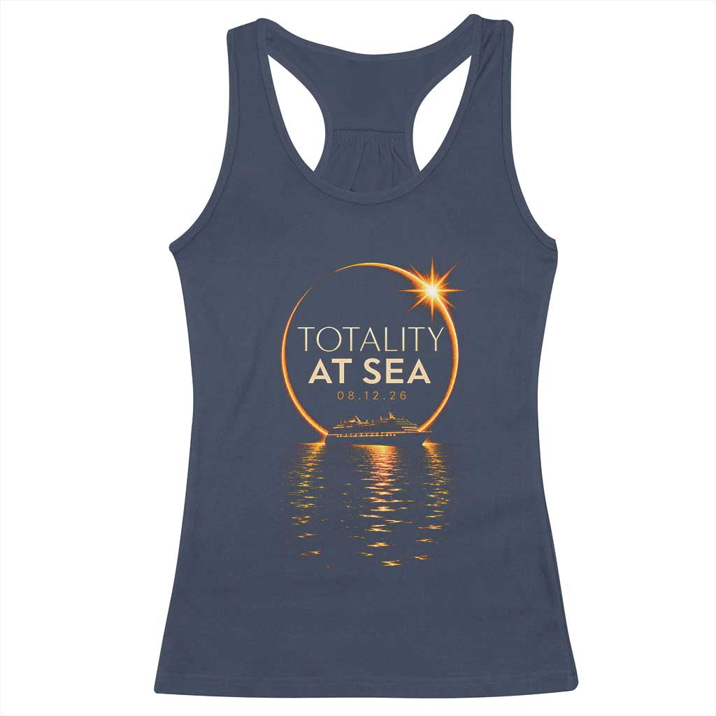 Total Solar Eclipse At Sea 2026 Racerback Tank Top Totality Eclipse Cruise TS11 Navy Print Your Wear
