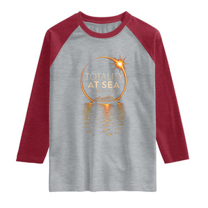 Total Solar Eclipse At Sea 2026 Raglan Shirt Totality Eclipse Cruise TS11 Heather Gray Heather Red Print Your Wear