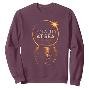 Total Solar Eclipse At Sea 2026 Sweatshirt Totality Eclipse Cruise TS11 Maroon Print Your Wear