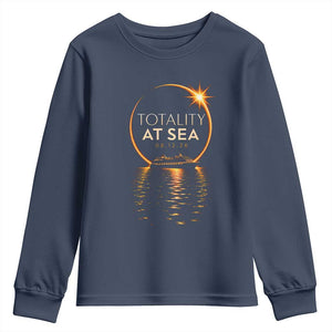 Total Solar Eclipse At Sea 2026 Youth Sweatshirt Totality Eclipse Cruise TS11 Navy Print Your Wear